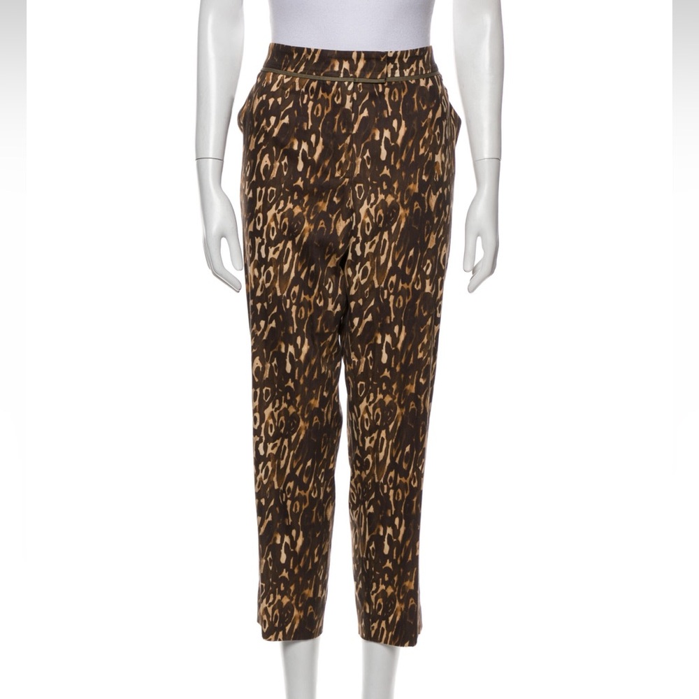 Vintage 2000s Y2K Escada Leopard Animal Print Ankle Crop Trouser Pants